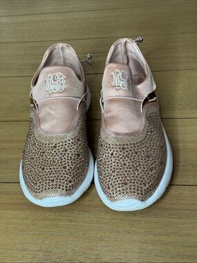 Jordann Rose Gold Rhinestone Slip-On Sneakers Blush Pink Comfort Shoes